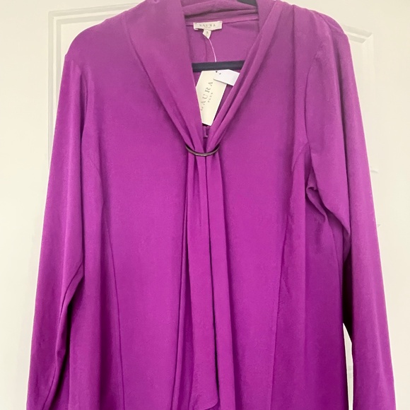 NWT Tie Neck Laura Purple Top, X - Picture 1 of 4